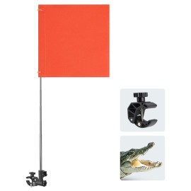 Kemimoto Orange Boat Flag, Water Ski Flag With Replacement Flag, Skier Down Flag For Swimmers, Surfers With Boat Flag Pole