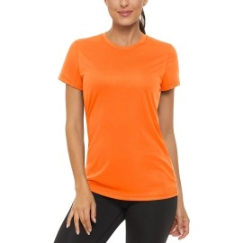 Tacvasen Womens Outdoor Shirts Running Workout Casual Short Sleeve Summer Uv Sun Protection Solid Orange 2Xl