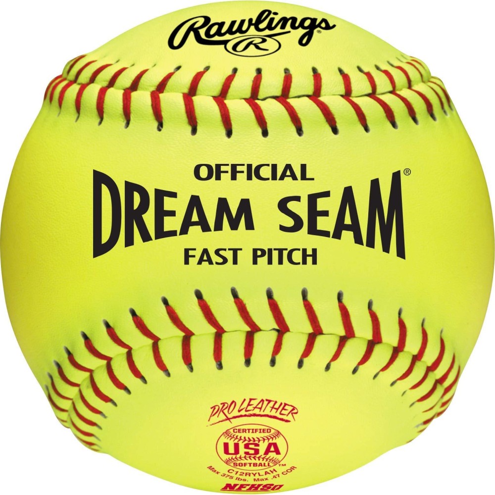 Rawlings C12Rylah Official Asa Dream Seam Fastpitch Softballs (Box Of 3), Yellow, Size 12 In.