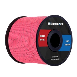 Werewolves Reflective 550 Paracord - 100% Nylon, Rope Roller, 7 Strand Utility Parachute Cord For Camping Tent, Outdoor Packaging (Reflective Neon Pink, 4Mm 200Feet)