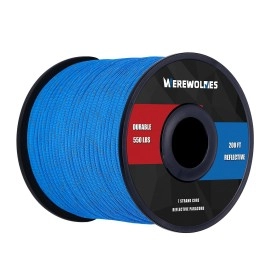 Werewolves Reflective 550 Paracord - 100% Nylon, Rope Roller, 7 Strand Utility Parachute Cord For Camping Tent, Outdoor Packaging (Reflective Blue, 1.8Mm 200Feet)