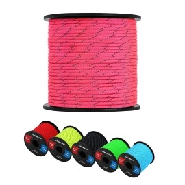 Werewolves Reflective 550 Paracord - 100% Nylon, Rope Roller, 7 Strand Utility Parachute Cord For Camping Tent, Outdoor Packaging (Reflective Neon Pink, 1.8Mm 200Feet)