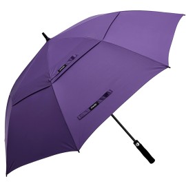 G4Free 62 Inch Automatic Open Golf Long Umbrella Extra Large Oversize Double Canopy Vented Windproof Waterproof Stick Umbrellas(Purple)