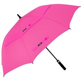 G4Free 68 Inch Automatic Open Golf Long Umbrella Extra Large Oversize Double Canopy Vented Windproof Waterproof Stick Umbrellas(Pink)