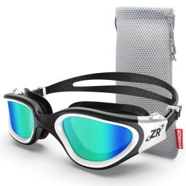 Zionor Swim Goggles, G1 Polarized Swimming Goggles Uv Protection Anti-Fog Adjustable Strap For Adult Men Women (Polarized Light Mirror Gold Lens)