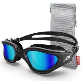 Zionor Swim Goggles, G1 Polarized Swimming Goggles Uv Protection Anti-Fog Adjustable Strap For Adult Men Women (Polarized Light Mirror Blue Lens)