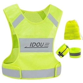 Idou Reflective Vest Safety Running Gear With Pocket, Ultralight Adjustable Waist360Ahigh Visibility For Running,Jogging,Biking,Motorcycle,Walking,Women Men2Bands1Bag