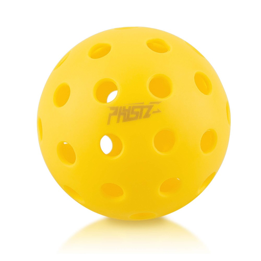 Physizz Pickleballs 4-Pack Outdoor Pickleball Balls Usapa Approved Yellow 40 Holes With Storage Mesh Bag