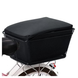 Lixada Rear Bike Basket Waterproof Metal Wire Bicycle Basket With Adjustable Cargo Net And Waterproof Rainproof Cover Fits To Most Rear Bike Racks