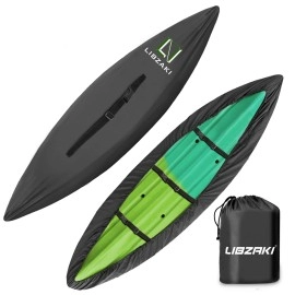 Libzaki 12.3-13.5Ft Kayak Cover Accessories, Waterproof & Uv Protection Sup Paddle Boards Cover For Indoor/Outdoor Storage-L-Black