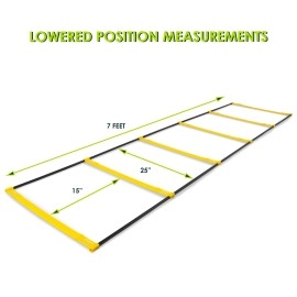 Prosourcefit Raised Speed & Agility Ladder With 6 Collapsible Hurdles For Footwork, Football & Soccer Elevated Training Workout Equipment