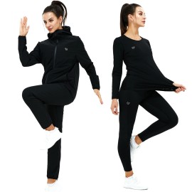 365 Days Sauna Suit For Women Weight Loss Sweat Suit Slim Fitness Workout Clothes Shaper Zipper Shirt Hooded And Pockets