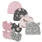 Gerber Baby 8 9-Piece Cap And Mitten Sets, 8Pc Pink Leopard, 0-3 Months