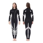 Seaskin Wetsuit Women 3Mm Neoprene Full Body Diving Suits Front Zip Wetsuit For Diving Snorkeling Surfing Swimming (Womens Black+Gray, X-Large)