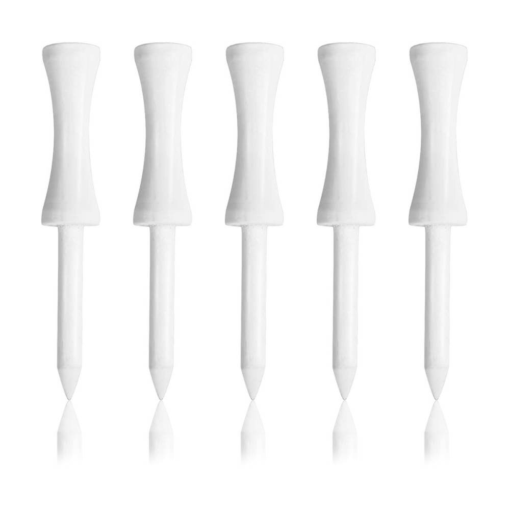 Zivisk Bamboo Golf Tees 3-1/4 Inch 100 Count Wooden Tall Step Down Castle Tees Golf (White,83Mm)