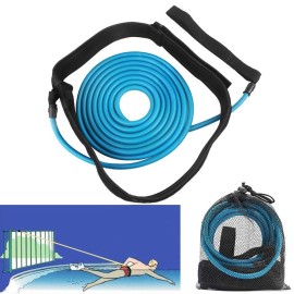 Swimming Belts-Fooing Swim Tether 3M Swimming Training Belt, Swim Resistance Tether, Harness Stationary Swim Training Equipment (Blue)