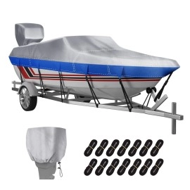 Vinpatio Trailerable Boat Cover, 600D Solution-Dyed Bass Boat Cover, 14-16 Ft Heavy Duty 100% Waterproof Boat Covers Fits V-Hull Runabout Fishing Ski Pro-Style Bass Boats, Beam Width Up To 90