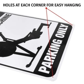 Rowing Machine Parking Embossed Tin Sign Ideal for Rowing Machine Accessories, Home Gym Rowers, Rowing Clubs, and More (Black)