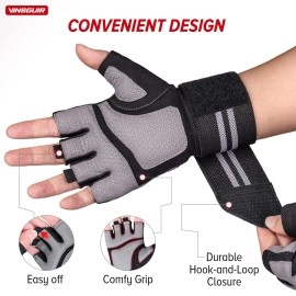 Vinsguir Padded Workout Gloves For Men & Women - Gym Weight Lifting Gloves With 23.5