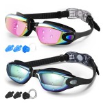 Cooloo Swim Goggles Men, 2 Pack Swimming Goggles For Women Kids Adult Anti-Fog,Black& Pink