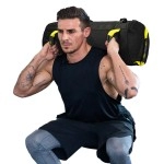 Fitness Sandbag Adjustable Weighted Power Training Heavy Duty Sand Bag Multiple Handles Gym Bags With 3 Filler Bags For Raw Power Balance Control Exercise(Yellow)