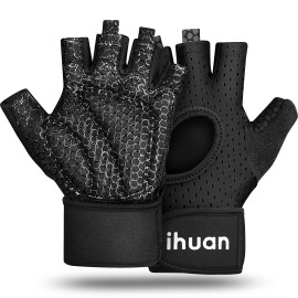 ihuan Breathable Weight Lifting Gloves: Workout Gloves for Men and Women Gym Gloves with Wrist Support | Enhance Palm Protection | Extra Grip for Fitness | Lifting | Training | Rowing | Pull-ups
