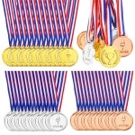 Pllieay 48 Pieces Plastic Winner Medals, Winner Award Medals, Gold Silver And Bronze Medals For Sports, Competition, Talent Show, Spelling Bee, Gymnastic Birthday Party Favors And Awards