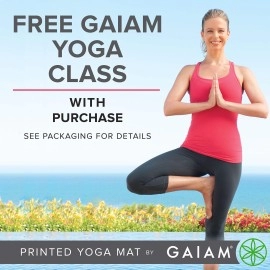 Gaiam Yoga Mat Premium Print Extra Thick Non Slip Exercise & Fitness Mat for All Types of Yoga, Pilates & Floor Workouts, Santorini, 6mm