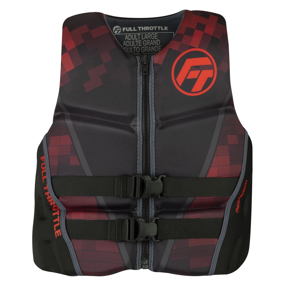 Full Throttle Adult Rapid Dry Flex Back Life Jacket Red Small