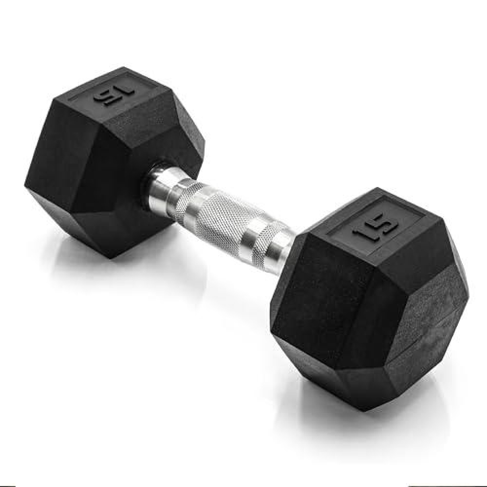 Cap Barbell 15 Lb Coated Hex Dumbbell Weight, New Edition