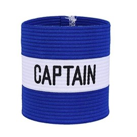 Mezeic Classic Captains Armband For Soccer Training, Adults Arm Band Elastic Captain Armbands Team Sports Accessories - Blue