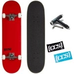 Ccs] Logo Skateboard Complete Red 775 - Maple Wood - Professional Grade - Fully Assembled With Skate Tool And Stickers - Adults, Kids, Teens, Youth - Boys And Girls