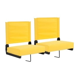 Flash Furniture Grandstand Comfort Seats By Flash - Yellow Stadium Chair - 2 Pack 500 Lb. Rated Folding Chair - Carry Handle - Ultra-Padded Seat