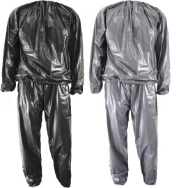 Heavy Duty Sauna Suit Men Women Weight Loss Exercise Slimming Gym Fitness Workout Anti-Rip Sweat Suit (Silver, M)