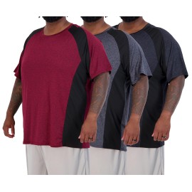 3 Pack: Menas Big And Tall Tech Stretch Short Sleeve Crew Quick Dry Fit T-Shirt Wicking Active Athletic Gym Top Size Clothes Lounge Sleep Running Essentials Basketball Workout Tee- Set 6, 5X