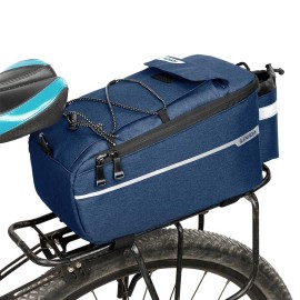 Lixada Bike Panniers Bike Trunk Bag Insulated Bag For Warm/Cool Items, Bicycle Rear Rack Storage Luggage Bicycle Seat Multifunctional Insulated Trunk Cooler Bag Shoulder Bag 11.4 6.3 6.7In (Dark Blue)