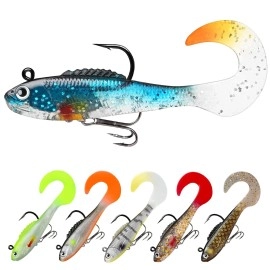Truscend Fishing Lures, Shad Soft Swimbaits, Pre-Rigged Or Diy Fishing Bait For Saltwater & Freshwater, Trout Pike Walleye Bass Fishing Jigs