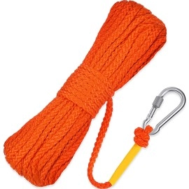 Hollow Braided Polypropylene Line Rope Heaving Line With Spring Hook For Ring Buoy Pool Life Preserver Ring Rope Boat Anchor Rope (Orange,15 M 164 Yards)