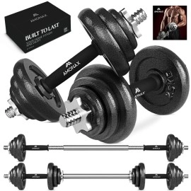 Amonax 20Kg Cast Iron Adjustable Dumbbells Weight Set, Barbell Set Men Women, Strength Training Equipment Home Gym Fitness, Dumbell Pair Hand Weight, Bar Bells Free Weights For Weight Lifting
