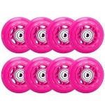 Tobwolf 8 Pack 64Mm 82A Indoor Inline Skate Wheels, Indoor Rooler Skating Wheels With Abec-7 Bearings, Luggage Wheels, Training Wheels For Scooter - Hot Pink