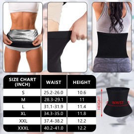 Geyoga Waist Trimmer Sweat Waist Trainer Wrap Stomach Wraps For Women Bodybuilding (Silver Inner,Xxxl)