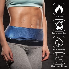 Geyoga Waist Trimmer Sweat Waist Trainer Wrap Stomach Wraps For Women Bodybuilding (Blue Inner,Xxxl)