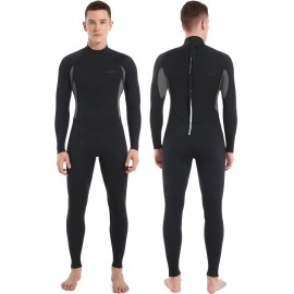 Dark Lightning Full Body Wetsuit Men And Women, 3/2Mm Wet Suit Womens Mens Diving Surfing Snorkeling Kayaking Water Sports (Men - Grey-3/2Mm, 3X-Large)