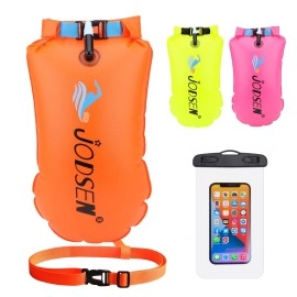Swim Buoy Tow Float Dry Bag,20L Wild Swimming Float And Waterproof Phone Case,Inflatable Watertight Dry Bag,For Open Water Swimming Sports Kayakers Triathletes Snorkelers,Swim Bubble Highly Visible (Orange)