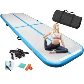 Edostory Inflatable Air Gymnastics Mat 10Ft13Ft16Ft20Ft Training Mats 4 Inches Thick Gymnastics Tracks For Hometrainingcheerleadingyogawater Sports With 600W Electric Pump Blue 16Ft