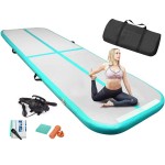 Edostory Inflatable Air Gymnastics Mat 10Ft13Ft16Ft20Ft Training Mats 4 Inches Thick Gymnastics Tracks For Hometrainingcheerleadingyogawater Sports With 600W Electric Pump Acid Blue 10Ft