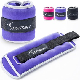 Sportneer Ankle Weights Wrist Weights -05 1 2 3 4 5 Lbs Set Of 2 For Men Women Kids Strength Training Arm And Leg Weights Set Comfortable And Soft Perfect For Dancing Running Walking Fitness Workout (Purple, 2 Lbs Pair (1 Lbs Each))