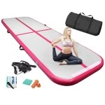 Edostory Inflatable Air Gymnastics Mat 10Ft13Ft16Ft20Ft Training Mats 4 Inches Thick Gymnastics Tracks For Hometrainingcheerleadingyogawater Sports With 600W Electric Pump Pink 13Ft