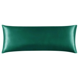 Eheyciga Satin Pillowcase For Hair And Skin Silk Pillowcase Dark Green Soft Pillow Cases Body Size 20X54 Inches With Envelope Closure
