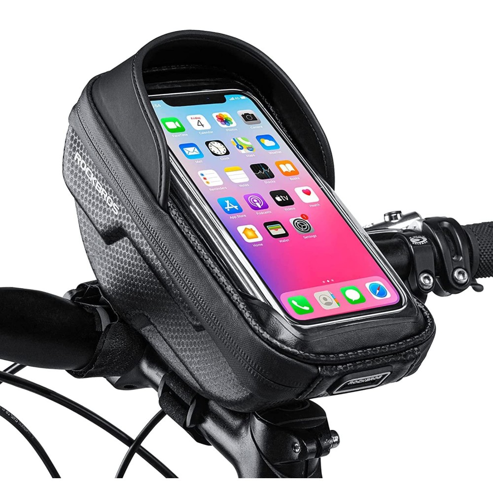 Rockbros Bike Phone Mount Bag Bike Front Frame Handlebar Bag Waterproof Bike Phone Holder Case Bicycle Accessories Pouch Sensitive Touch Screen Compatible With Iphone 11 Xs Max Xr 8 Plus Below 6.5